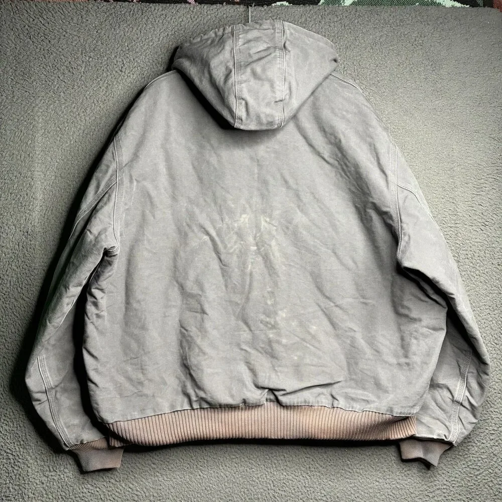 Vintage Carhartt Jacket Mens 2XL Gray Canvas Quilted Insulated J140-GVL Made USA
